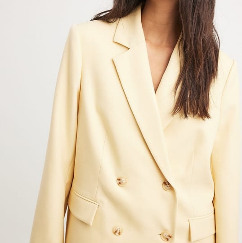 Double-Breasted Cream Women's Blazer Jacket